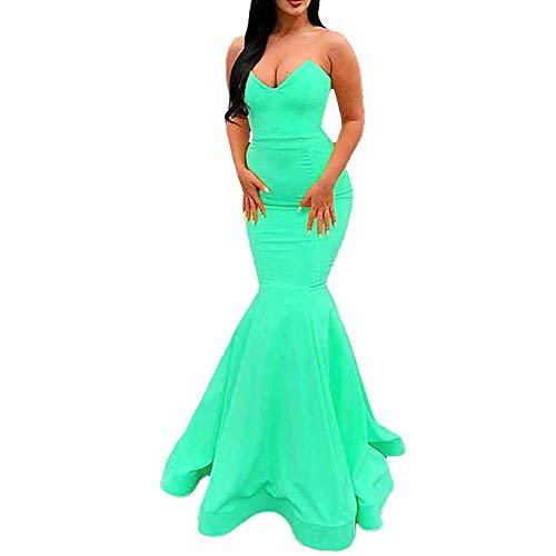 Plus Size Long Mermaid Simple V Neck Strapless Evening Prom Dress Mint Green 18W