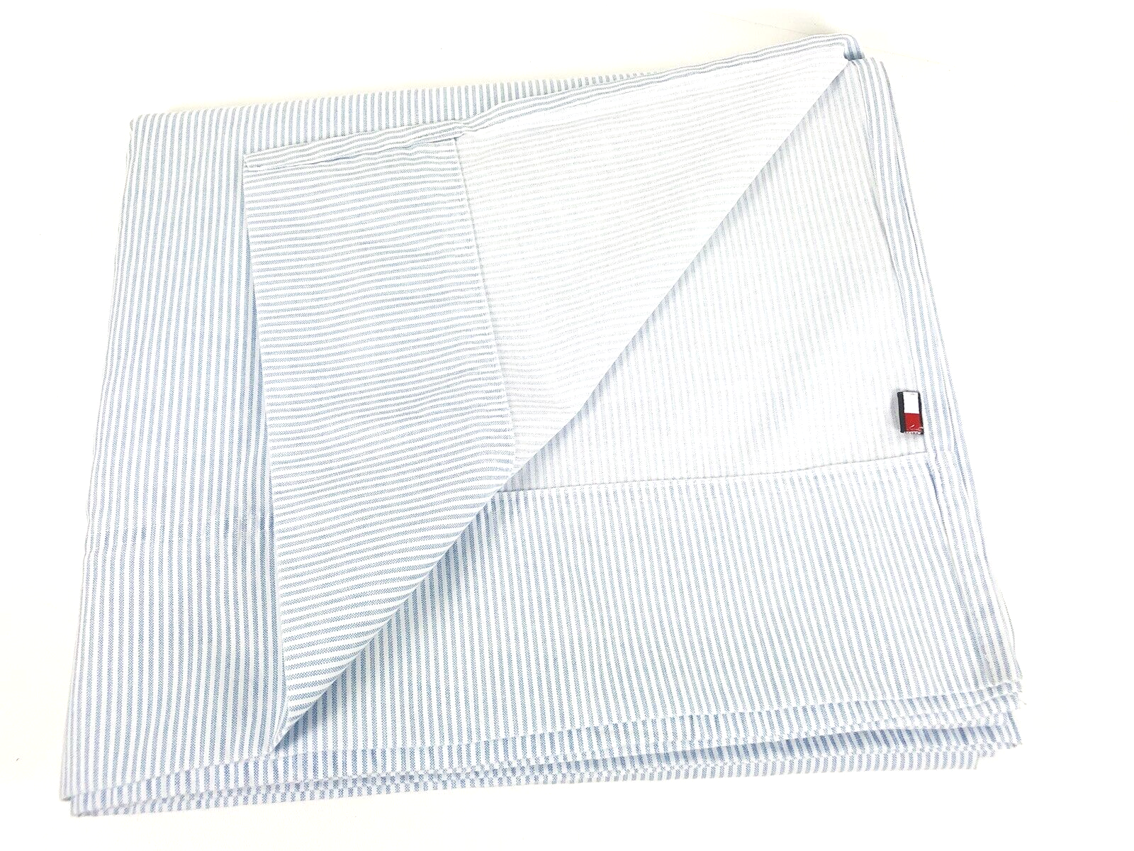 TOMMY HILFIGER TWIN Blue White Stripe Sheet FLAT - $9.89