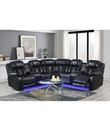 Vichy Black Air Leather Reclining Sectional with LED &amp; Bluetooth - $1,999.00