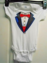 Black tuxedo Sz 3 6 Months 1 pc Bodysuit Red Cumberbund &amp; Bow Tie Infant - £7.83 GBP