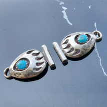 NATIVE AMERICAN VINTAGE 925 STERLING SILVER TURQUOISE bear claw WATCH BA... - $58.41