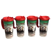 4 Happy Holidays Plastic Souvenir Disney Theme Park Cup  Character Lid Vintage - £14.70 GBP