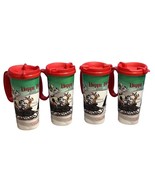 4 Happy Holidays Plastic Souvenir Disney Theme Park Cup  Character Lid V... - £14.69 GBP