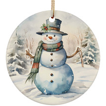 Xmas Snowman In Snowy Winter Christmas Ornament Gift Home Tree Decor Hanging - $15.79