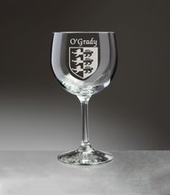 O&#39;Grady Irish Coat of Arms Red Wine Glasses - Set of 4 (Sand Etched) - £54.35 GBP