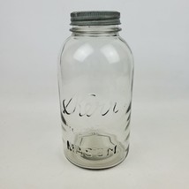 Vintage Clear Glass Kerr Self Sealing Mason Jar 1/2 Half Gallon Glass Zinc Lid - $9.23