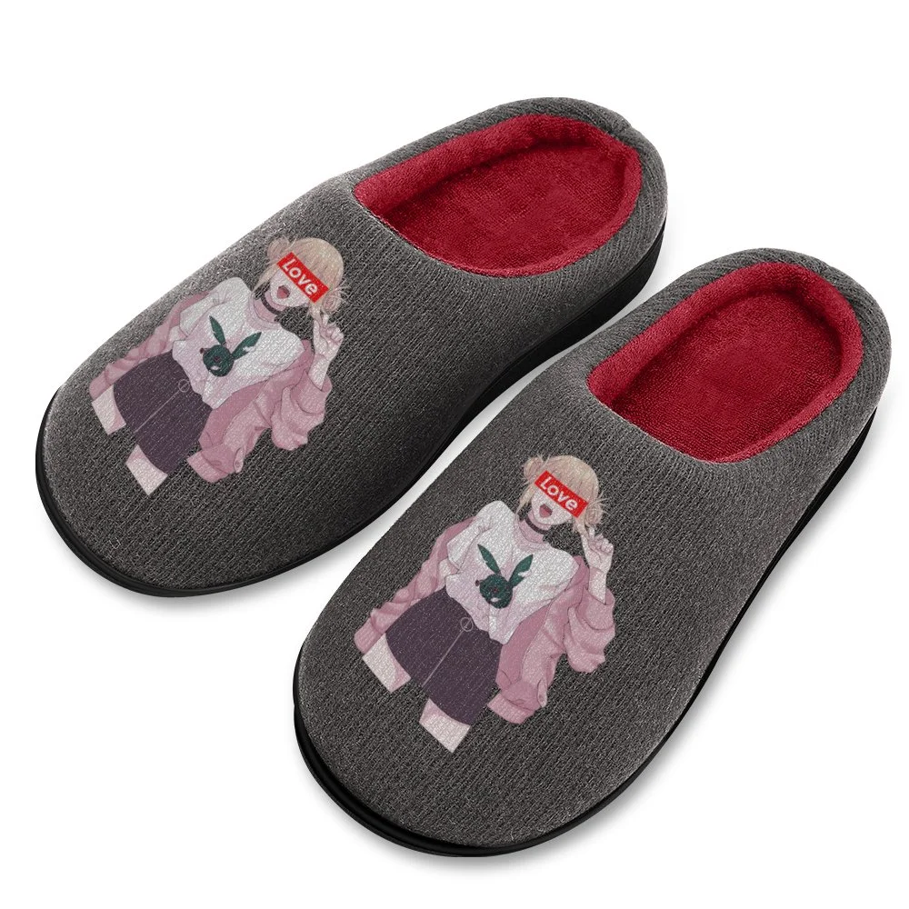 Himiko Toga Print Cotton Slippers  My Hero Academia Indoor Non-slip Thick Bottom - £52.48 GBP