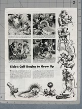 1947 Borden Milk Vintage Print Ad Elsie&#39;s Calf Begins To Grow Up Cartoon Cow - £11.55 GBP