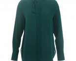 THEORY Womens Blouse Weekender Tie Neck Solid Green Size M I0702504 - £83.49 GBP