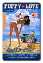 Puppy Love Beach Bunny Pin Up Metal Sign Greg Hildebrandt - £31.11 GBP