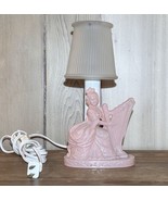 Vintage Depression Pink Glass Boudoir Table Lamp Victorian Lady w/ Harp ... - £29.54 GBP