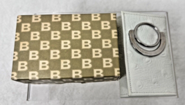 NOS Vintage Buxton White Leather w Silver Key Keep Keychain MIB Never Used - $12.38