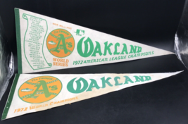 2 Oakland A&#39;s 1972 League World Series Championship Pennants Vida Blue Signed - £24.01 GBP