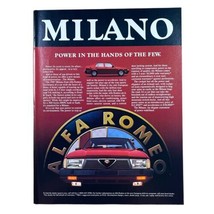 Alfa Romeo 1987 Milano Print Advertisement Vintage 1986 80s 8.25x11” Car Auto - £10.94 GBP