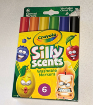 Crayola Silly Scents Washable Chisel Tip Markers 6 Ct Arts Crafts Coloring  - £7.00 GBP