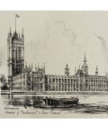 Houses Of Parliament On River Thames 1901 Victorian London Print Art DWFF10 - £39.32 GBP