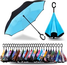 Large Inverted Reverse Umbrella with C-Shaped Handle, Windproof Double L... - $35.63