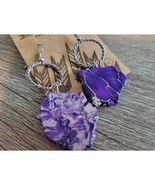 Purple &amp; Silver Rope Circle Natural Stone Dangle Drop Statement Earrings - €14,25 EUR