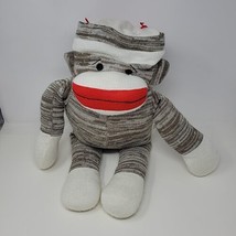 Sock Monkey by Peek-a-Boo Beige Red Mouth  in Zipper Pillow  16 x 12" w/Friend - $23.36