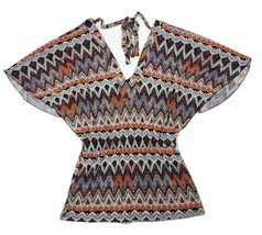 Veronica M Top Women&#39;s Small V Neck Font Back Multi Color Tunic - £3.17 GBP