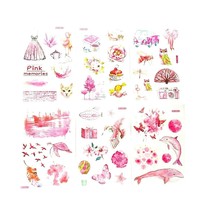 Scrapbooking 6 Sheets Stickers Pink Memories Theme DIY Paper Art Card Making - £9.64 GBP