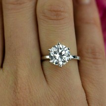 3.00 CT Round Solitaire Diamond Classic 6 Prong Engagement Ring Sterling Silver - £66.10 GBP