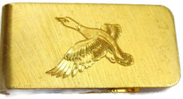Flying Goose Duck Wallet Credit Card Cash ID Holder Gold Tone Vintage Money Clip - £26.18 GBP