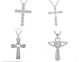 4pcs set 925 silver Cute women charms cross wedding Necklace jewelry nice gift - £8.85 GBP