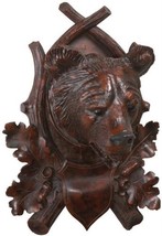 Plaque MOUNTAIN Lodge Aspen Bear Head Oxblood Red Resin Hand-Painted Han... - $489.00