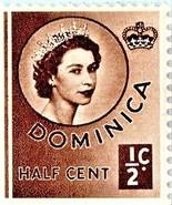 Used Dominica Postage Stamp (1954) -Queeen Elizabeth II - Scott # 123 - $4.89