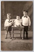 RPPC Adorable Edwardian Boys Brothers Studio Real Photo Postcard G34 - £5.35 GBP