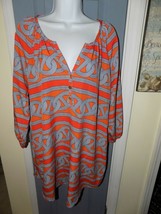Mudpie Orange/White/Blue Tunic 3/4 Sleeves Size L Women&#39;s EUC - £20.18 GBP