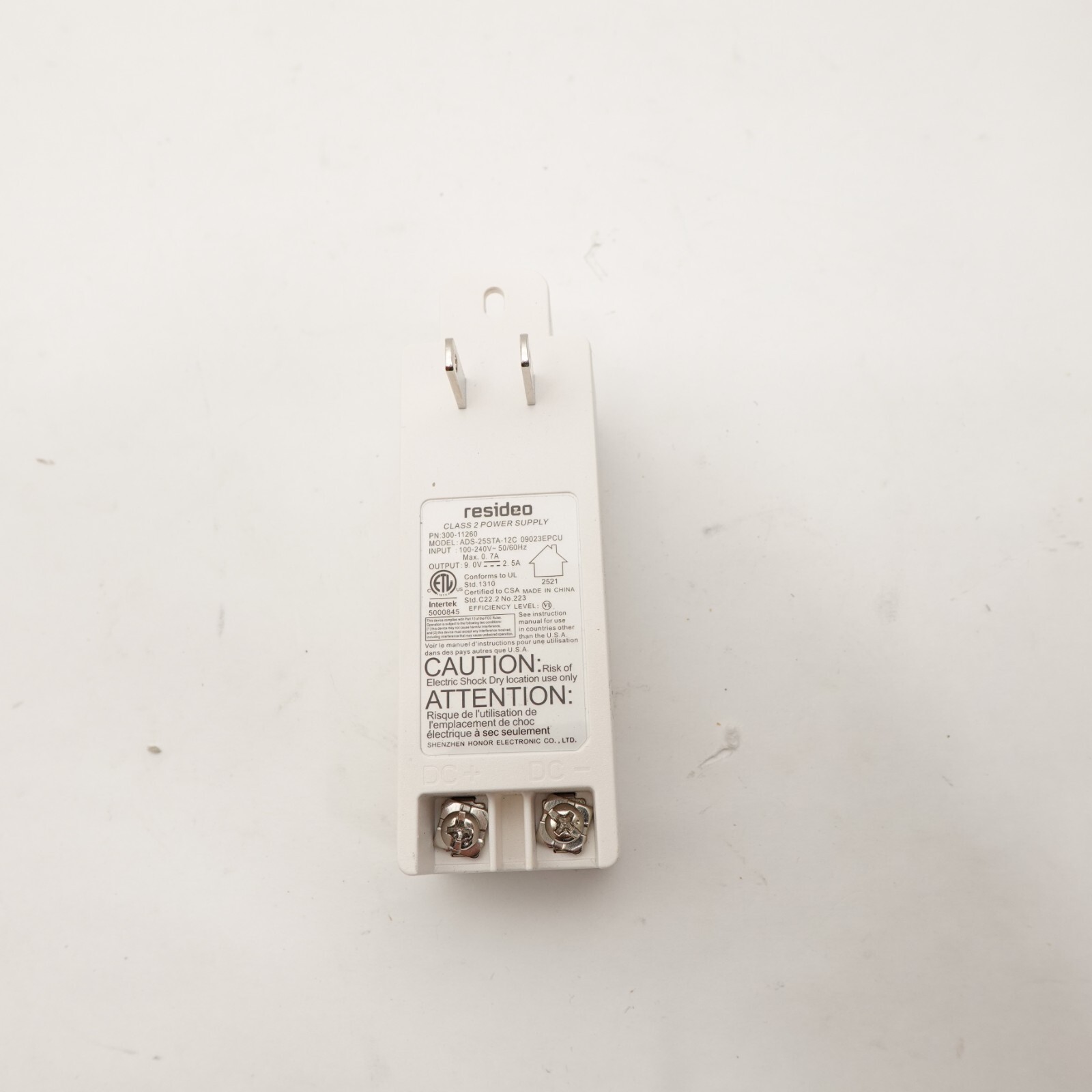 resideo transformer  ADS-25STA-12C Output 9.0V DC 2.5A 300-11260C1MC094604 - $22.49