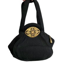 VTG 1940s Corde Black Handbag Guild Original Floral Brass Brooch Deco - $2,687.48 MXN