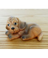 Cute vintage curled up cuddly hound dog beagle ceramic figurine M510 - $15.00