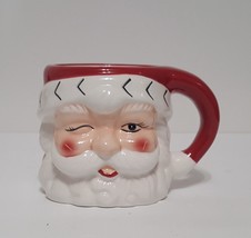 NEW Pottery Barn Large Winking Santa Claus Mug with Hat 16 OZ Earthenware - £23.97 GBP