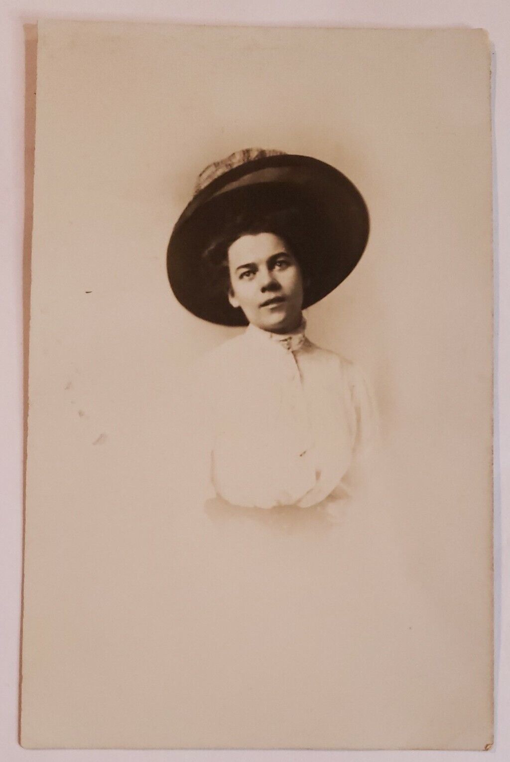 Primary image for c1900's RPPC Postcard Portrait Edwardian Women With Hat Unposted divided back