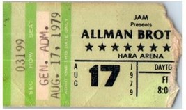 Vintage Allman Brothers Bande Ticket Stub August 17 1979 Dayton et Ohio - $44.54