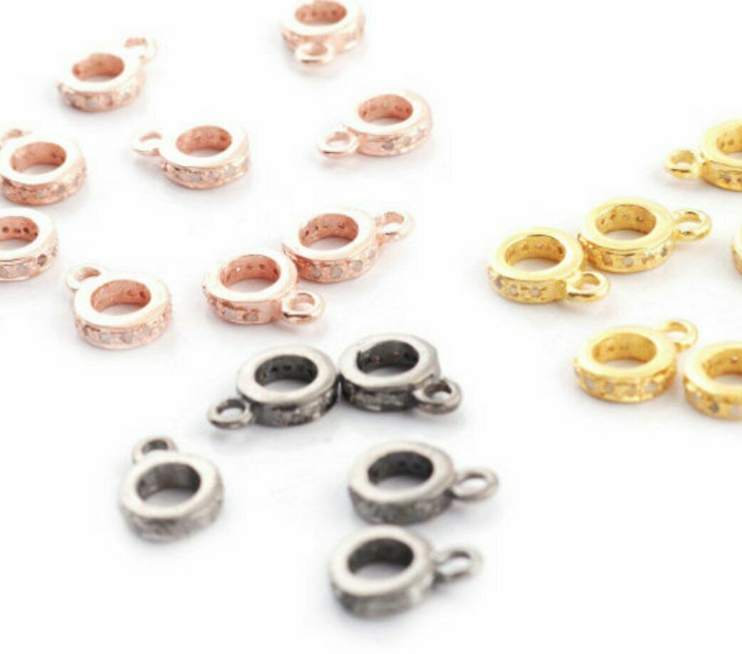 1Pcs Pave Diamond Lobster Ring 925 Silver Jump ring Jewelry Connector Fi... - $22.40