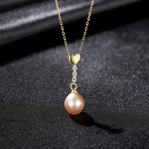 S925 Sterling Silver Pearl Pendant Necklace Women's Fashion Small Love Necklace  - £19.98 GBP