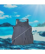 Lands End Women&#39;s 16W DDD Navy Blue Stripe Swimsuit Tankini Top High Nec... - $40.57 CAD