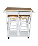 Yu Shan CO USA Ltd Breakfast cart with drop-leaf table White - $198.36