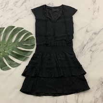Vacate The Label Drop Waist Dress Size S Black Crinkle Ruffle Trim Shift... - $28.70