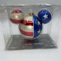 Disney Mickey Mouse Head Jumbo Patriotic Sparkle Red White Blue &amp; Stars Ornament - £31.45 GBP