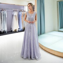 Beautiful Light Purple A-line Vestidos De Formal Prom Dresses Illusion Bodice Bl - £316.14 GBP
