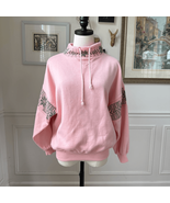 Vintage 80s Boundary Waters Pink Mixed Material Sweatshirt Grey Snowflake M - $455.32 MXN