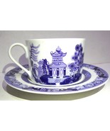Bristol House Blue Willow Pagoda Gardens Cup and Saucer Set Mid-Century - £6.28 GBP