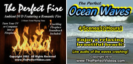 (2) DVD Combo Set The Perfect Fire Virtual FIREPLACE &amp; Ocean Waves Ambient Video - £11.38 GBP