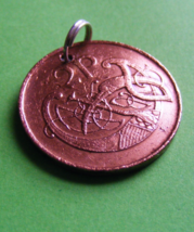 1980 Irish Decimal Two Pence 2p Coin Pendant Celtic Stylized Bird Ireland - £9.58 GBP