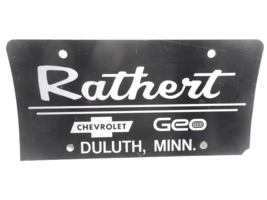 Rathert Chevrolet Geo Duluth, Minn Plastic Dealer License Plate - £11.00 GBP